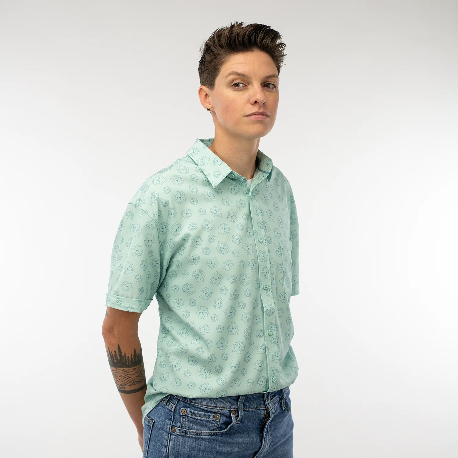 Overwatch Pachimari Blue Button-Up Shirt - Image 2